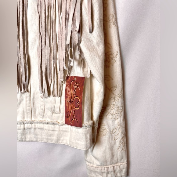 Scully Western Style Cream Jean Jacket with Suede Fringe - Picture 7 of 9